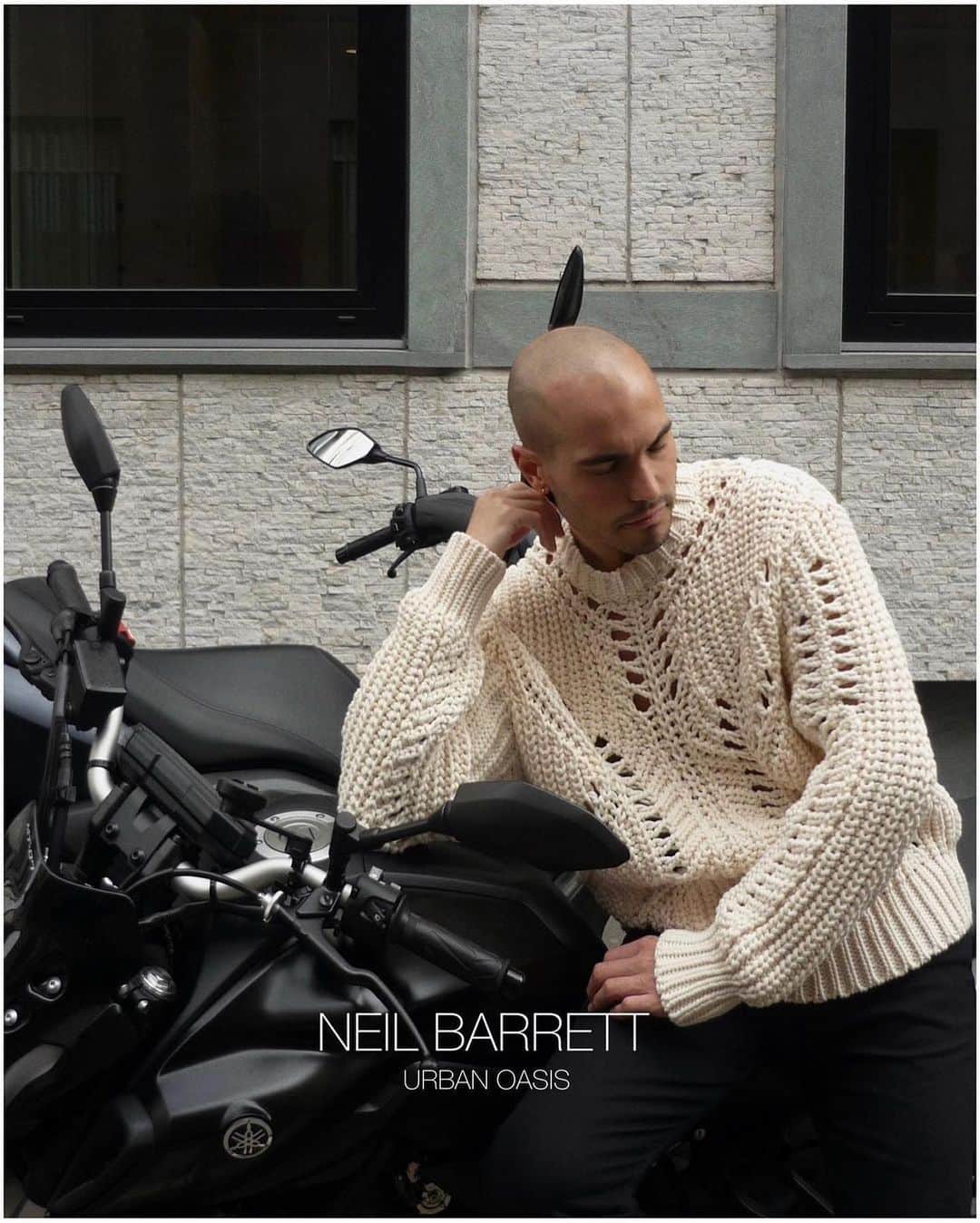ニールバレットさんのインスタグラム写真 - (ニールバレットInstagram)「Unique Cable Crochet Sweater  Wear over a T-Shirt or Directly on Your Skin  SPRING SUMMER 2023  @lorenzo_decaro in NEIL BARRETT  #newarrivals #sweaters」4月7日 18時40分 - neilbarrett