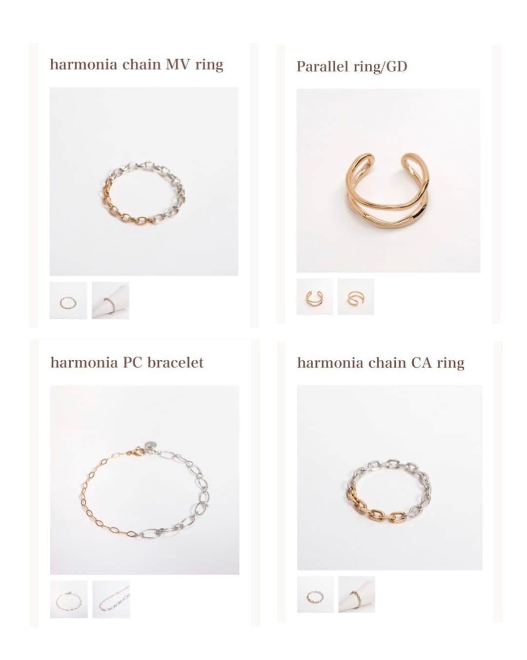 水田あゆみさんのインスタグラム写真 - (水田あゆみInstagram)「🕊  harmonia chain MV ring  harmonia chain CA ring harmonia PC bracelet Parallel ring /GD  @necco_jewelry   #necco #neccojewelry」4月7日 18時51分 - ayune____