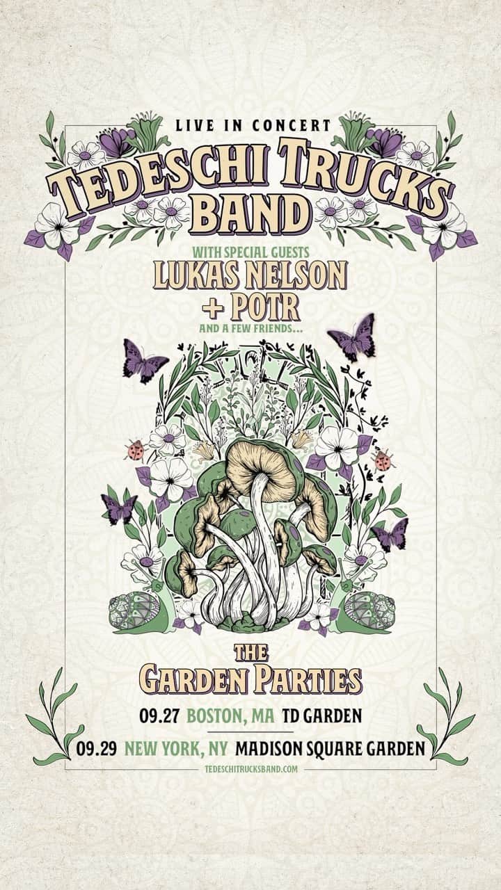 テデスキ・トラックス・バンドのインスタグラム：「Tickets to The Garden Parties at Boston’s TD Garden Sept. 27th & New York City’s Madison Square Garden Sept 29th are on sale now! Link in bio #thegardenparties @lukasnelsonofficial」