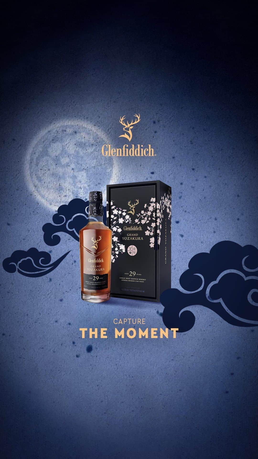 Glenfiddich USのインスタグラム：「Aromas of spring, East meets West in a drink, New flavors in bloom. 🌸 Matured in American and European Oak casks for 29 years at The Glenfiddich Distillery and finished in Okinawa’s Awamori rice spirit casks for 6 months, Grand Yozakura is the perfect blend of Glenfiddich’s savoir-faire and Japanese culture. A unique aging process that gives this limited edition a taste so distinctive that it can never be forgotten.  Link in bio to capture the moment.  Skillfully crafted. Enjoy responsibly.  #Glenfiddich #GlenfiddichGrandSeries #GrandYozakura #LimitedEdition」