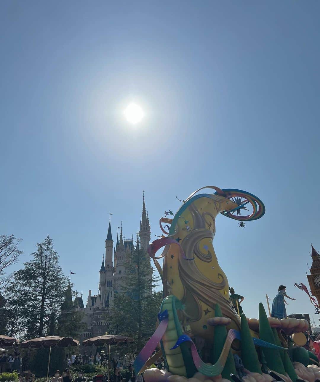 家長晶のインスタグラム：「↪︎親子揃って初！Disney land！！ 初心者だし、激混みだったし、たった5時間の滞在だったけど大満足！さすが夢の国🖤  今度はいつ行こうか！とすでに相談中😏」