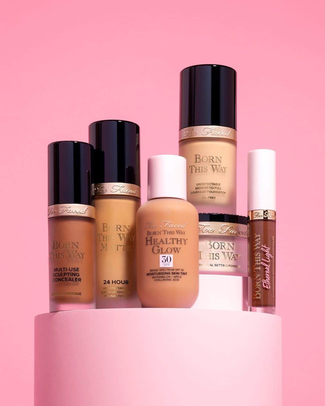 Too Facedのインスタグラム：「😍 Meet the NEWEST addition to our Born This Way Collection... Born This Way Healthy Glow SPF 30 Skin Tint Foundation! ✨ Comment down below which shade you wear in our Born This Way Foundation and we'll help shade match you! ☀️ #toofaced #tfcrueltyfree #tfbornthisway」