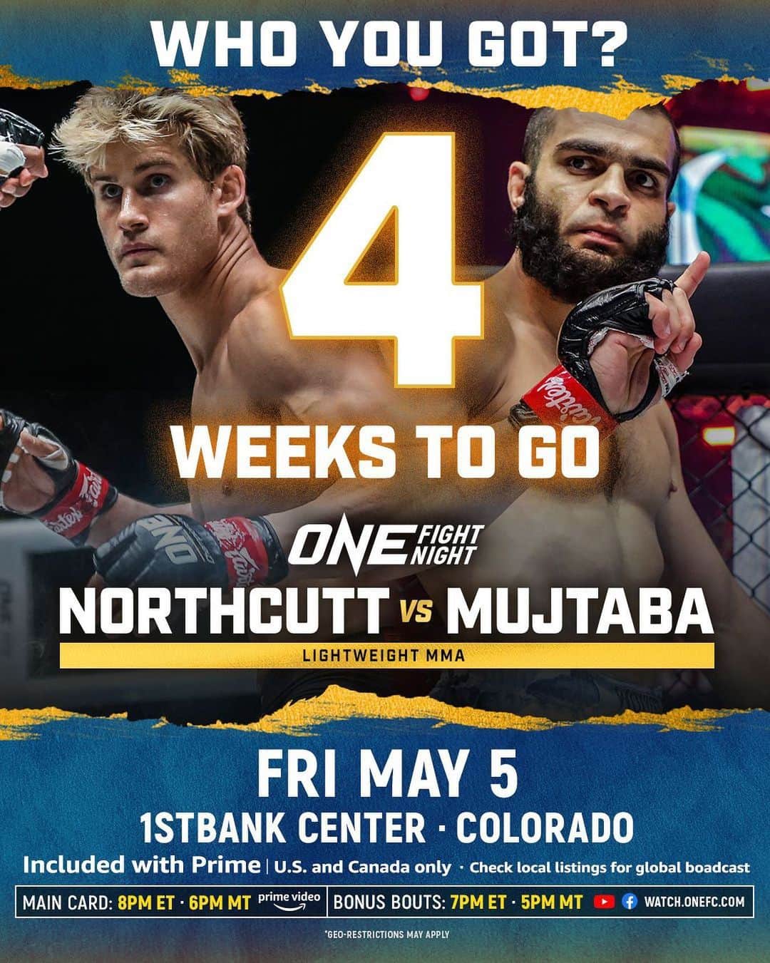セージ・ノースカットのインスタグラム：「4 weeks until the fireworks 💥💥💥 tune in if you can! #ONEFightNight10」