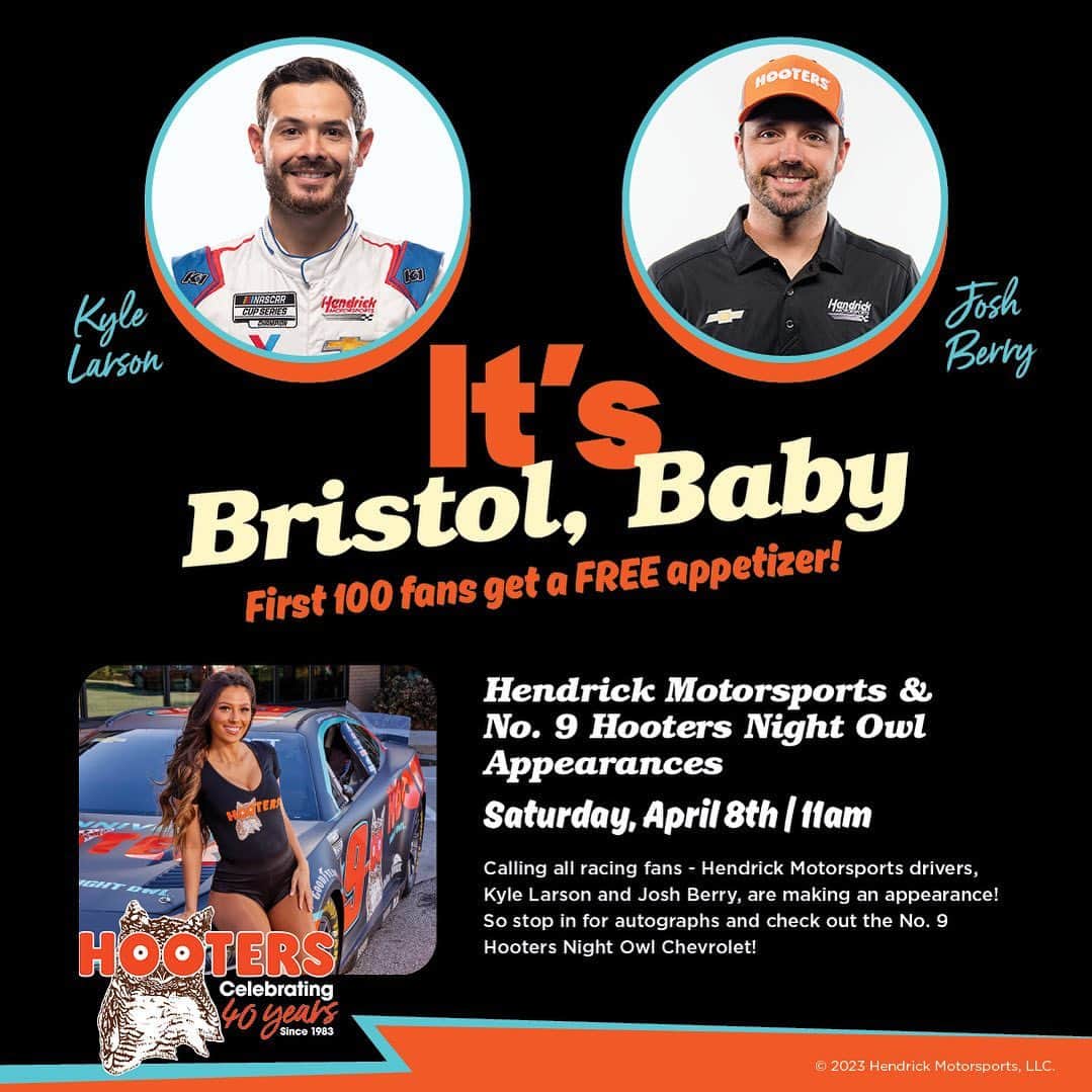 Hootersさんのインスタグラム写真 - (HootersInstagram)「If you’re coming to @itsbristolbaby this weekend, be sure to stop by @hootersjohnsoncity for all the race weekend activities! 🏁🏁🏁」4月8日 7時53分 - hooters