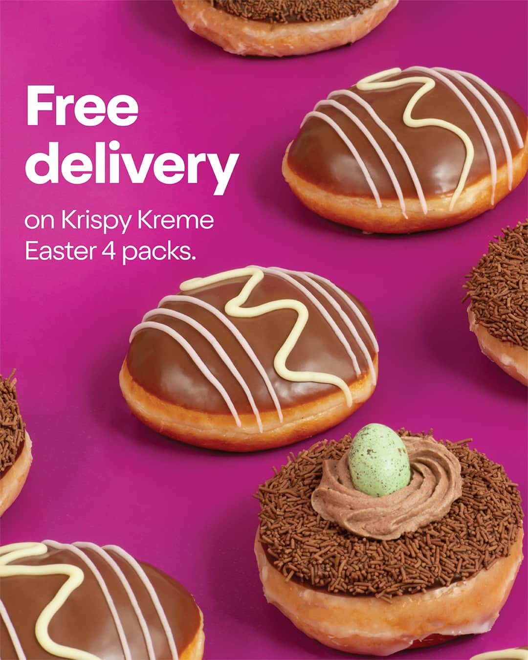 7-Eleven Australiaのインスタグラム：「There are so many eggsellent reasons to be hoppy on Easter and free delivery on @krispykremeaustralia's Darrell Lea Easter doughnuts is just one of them. Head to 7elevendelivery.com.au and don't miss out. #Easter #7ElevenAus #KrispyKreme #Delivery   7-Eleven Delivery is available in selected areas only. $15 minimum order value applies. Offer only available on Krispy Kreme Darrell Lea four packs until Mon 10 April 2023.」