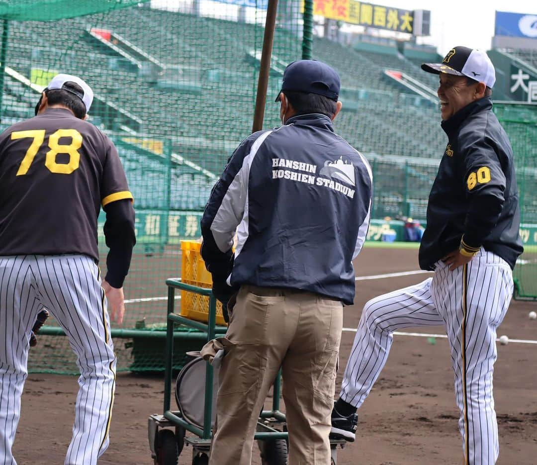 阪神タイガースさんのインスタグラム写真 - (阪神タイガースInstagram)「4月8日ヤクルト戦、本日の試合前練習の様子です！ #近本光司 選手 #板山祐太郎 選手 #森下翔太 選手 #熊谷敬宥 選手 #梅野隆太郎 選手 #ジェレミービーズリー 選手 #加治屋蓮 選手 #富田蓮 選手 #村上頌樹 選手 #岡田彰布 監督 #平田勝男 ヘッド #阪神園芸 さん #阪神タイガース  #ARE」4月8日 12時55分 - hanshintigers_official