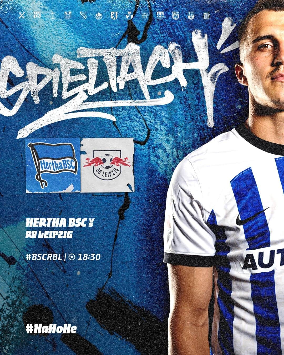ヘルタ・ベルリンのインスタグラム：「Um jeden Preis für blau und weiß! 🫡 Heimspiel, Flutlicht & das Allerwichtigste: IHR. 💙🫶  🆚 @rbleipzig  📍 @olympiastadionberlin  ⏰ 18:30 Uhr 📺 @skysportde  . . #BSCRBL #HaHoHe #HerthaBSC」
