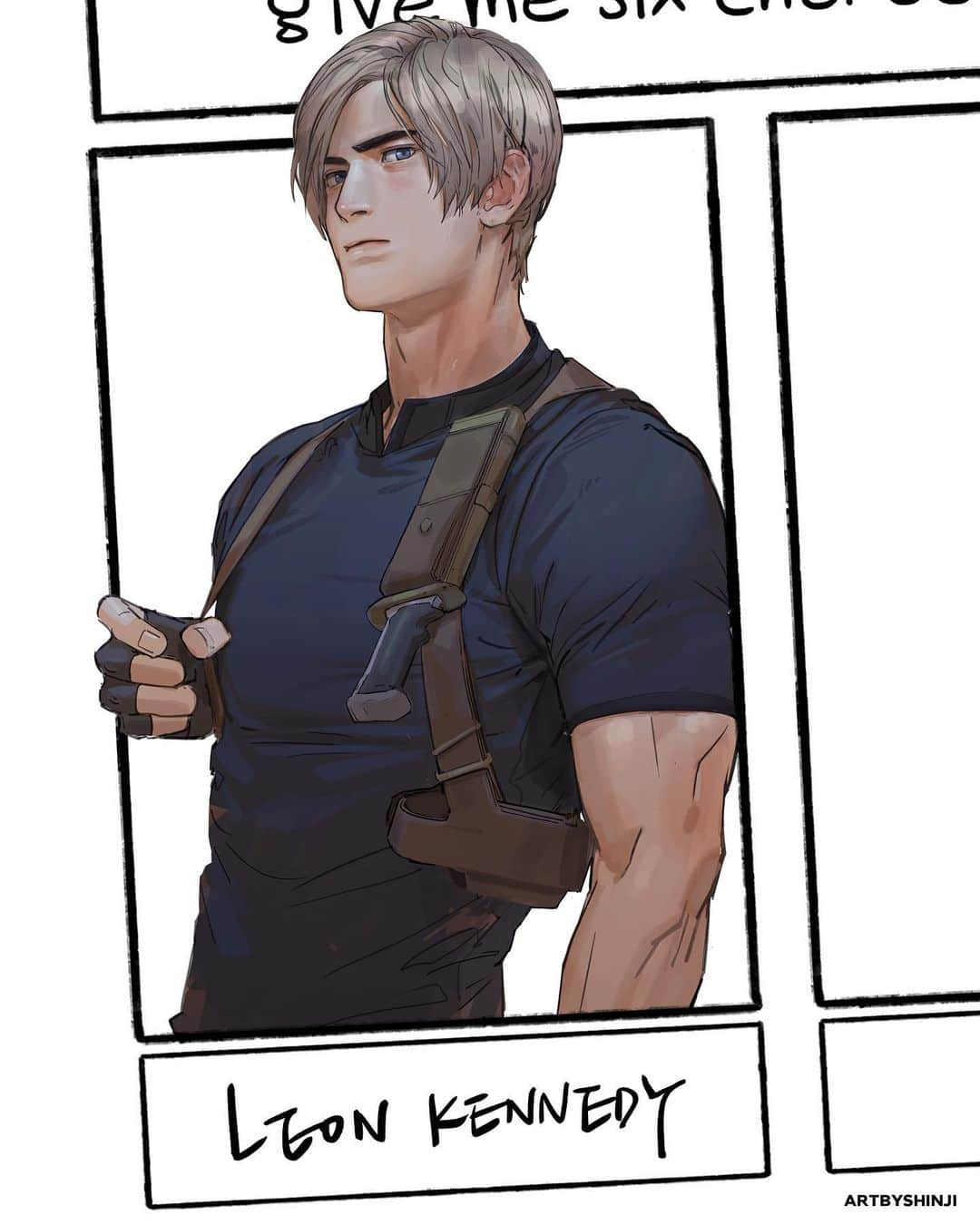 知花シンジのインスタグラム：「thank you for the suggestions! first one had to be the most suggested 😆 leon kennedy still accepting more suggestions! #sixfanarts #leonkennedy #residentevil4 #バイオハザード #レオン」