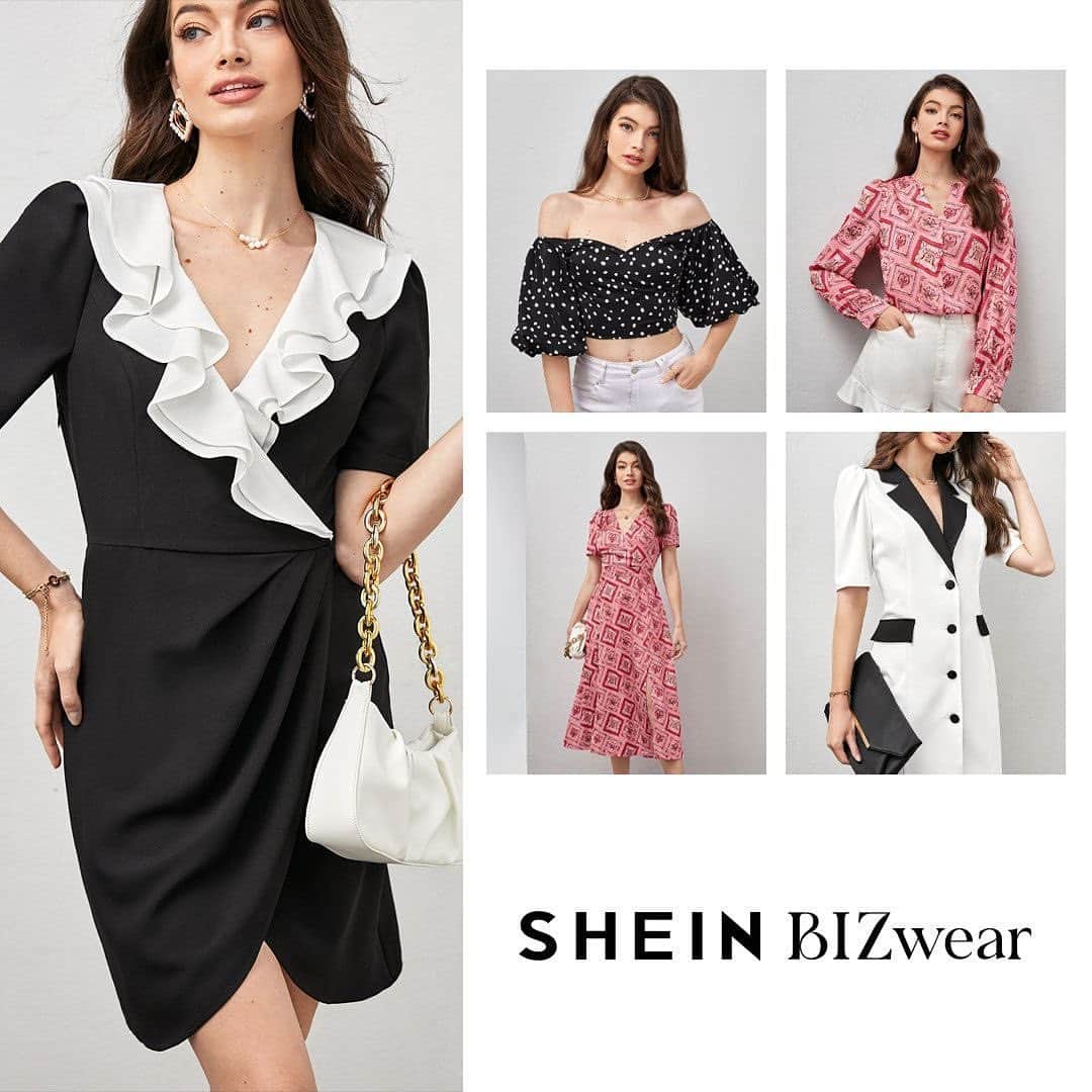 SHEINのインスタグラム：「Looking for fresh office fits? Go floral with SHEIN BIZwear 💐  🔎13840815 13741829 13841625 13910622 13930709 13910620   #BusinessElegant #Howtodress #workwear #SHEINBIZwear」