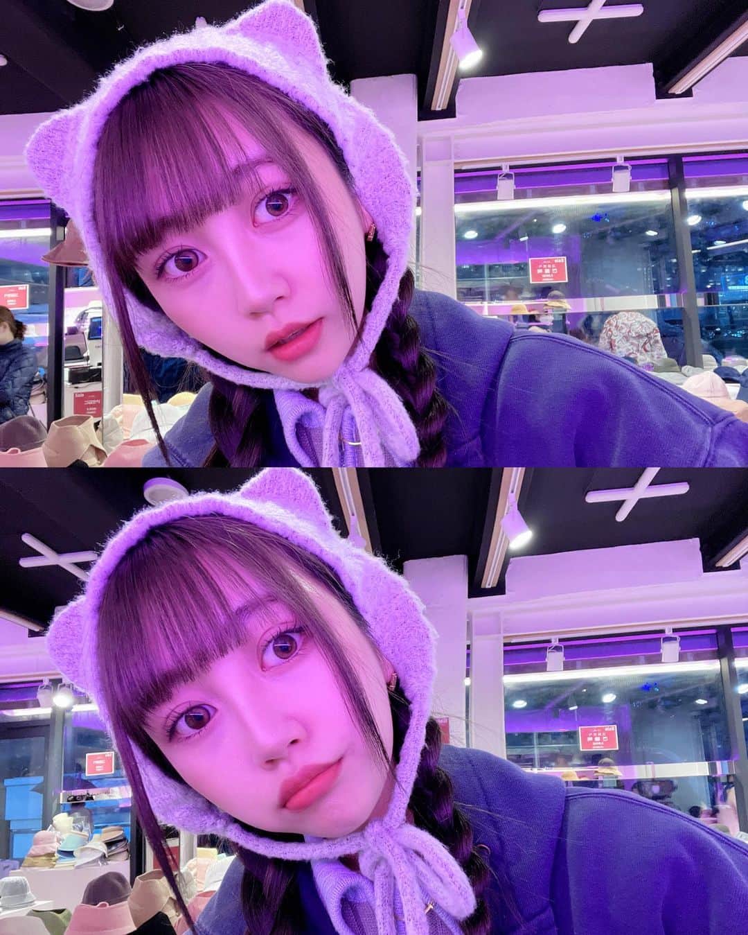 のインスタグラム：「東大門で可愛い猫耳帽子ゲットしたからね^_− ☆ 似合ってる？🐈🪄︎︎  4/16(日)にコンカフェゲスト出勤します！ 良かったら会いに来てね～🤍  #셀카 #셀피 #셀스타그램 #고양이모자 #일본인 #セルカ #02 #弘大 #韓国旅行 #y2kファッション #猫耳 #三つ編み#ヘアアレンジ#韓国ファッション #自撮りポーズ #Japanesegirl #ootd #koreatrip #japanesefashion」