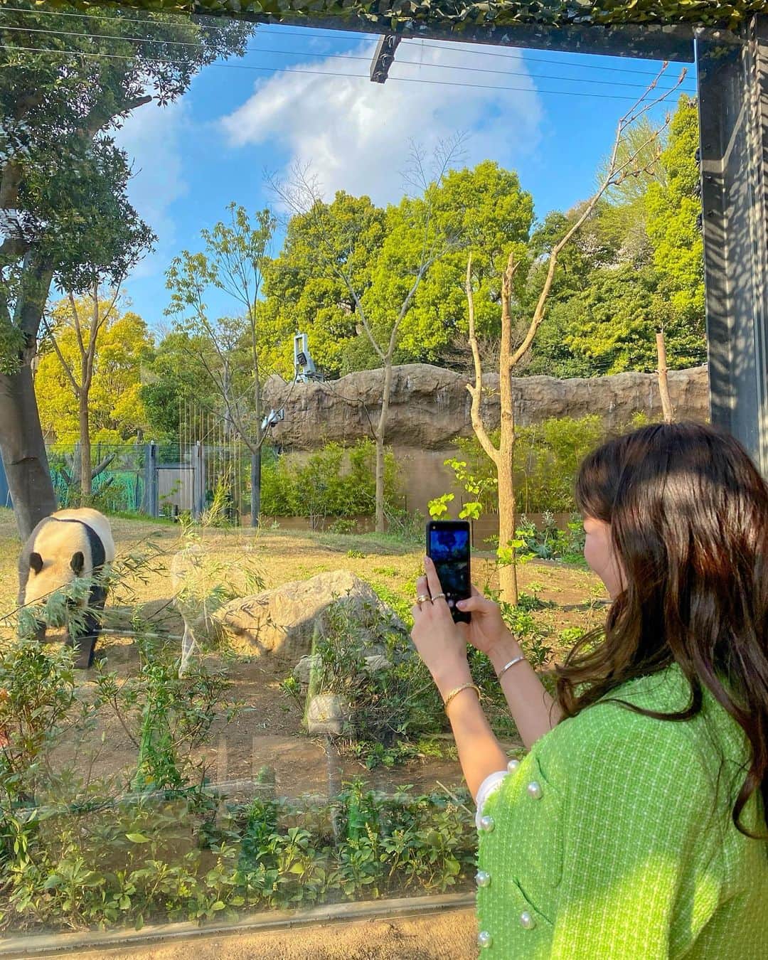 石井里奈さんのインスタグラム写真 - (石井里奈Instagram)「上野動物園パンダ50周年🐼💓 先週上野公園に桜を観に行くついでにアメ横と上野動物園観光👀✨ 近いから実際ちゃんと遊びに行ったことなかったので、すごくディープで面白い場所やお店が多くて楽しかった！ . 小さい頃みたことあるのだろうけど、大人になってもみるジャイアントパンダ🐼並ぶ価値あり！ なんだか会えて感動したよ❤️ . jacket... @pinkyanddianne_official  tshirts... @micaanddeal_official  denim... @tarajarmon_jp  bag... @chanelofficial  . #上野グルメ #アメ横 #上野動物園 #ジャイアントパンダ #パンダ #panda #🐼 #上野 #食べ歩き #visitjapan #uenozoo #zoo #動物園 #上野公園」4月8日 19時33分 - ri7tin1025