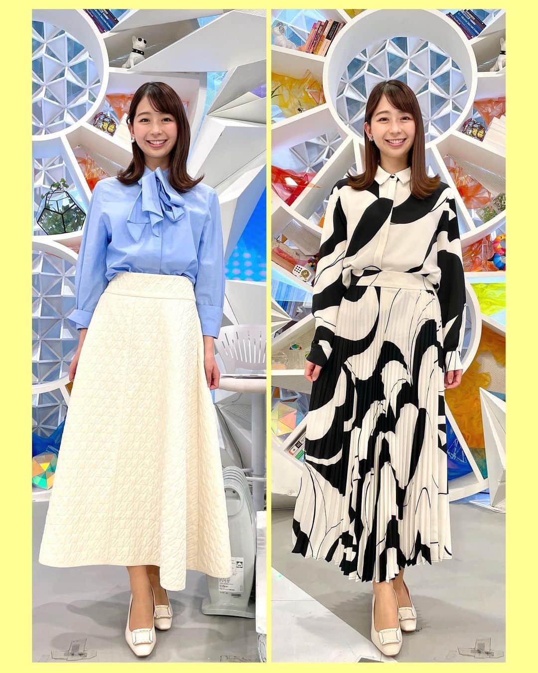 小室瑛莉子のインスタグラム：「* 今週のめざまし8の衣装です👗   #衣装  #めざまし8」