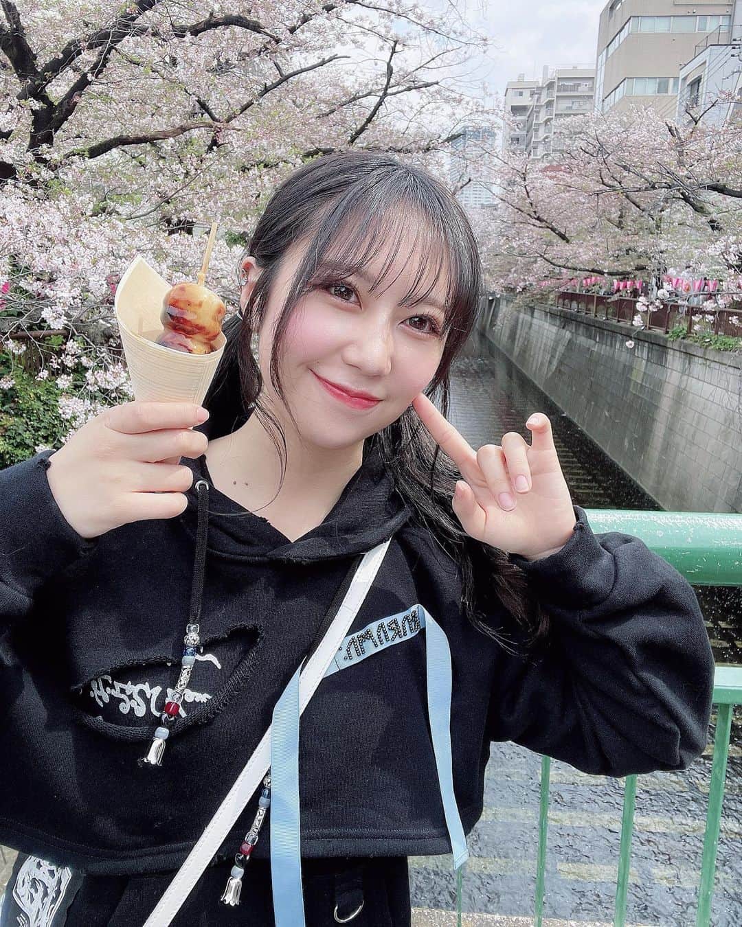 上野遥さんのインスタグラム写真 - (上野遥Instagram)「滑り込み桜🌸！  先日、ゆかちと目黒川へ！ ドヤ顔で東京案内しました！！  去年ちょうど上京してきた時に 妹と目黒川の桜を見にきたのですが、 そこからもう一年経ったのかと思うと早すぎて 怖くなりました！笑  ここで、どうでもいい私の情報ですが 2023年桜味が大好きになりました！！！！  語尾、た！！ばっかりだった！！  #目黒川 #目黒川の桜 #目黒川桜まつり #rurumu #ツインテール なんかしちゃったりなんかしちゃって」4月8日 21時08分 - harutan.pink