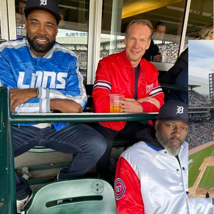 カルビン・ジョンソンのインスタグラム：「Just another reason why I love the city of Detroit. Much appreciated @tigers  📷: @fatherpetemisty . . . . #DetroitTigers #OpeningDay2023 #GOATFarm #Legends #BenWallace #NicolasLindstrom #TyMopkins #Starter」