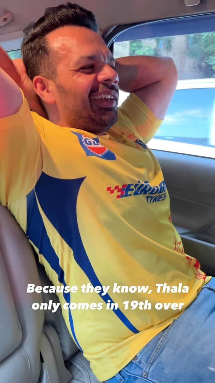 Gaurav Tanejaのインスタグラム：「Apne ko tension nahi hai match mein late bhi ho jaye to… #IPL #flyingbeast」