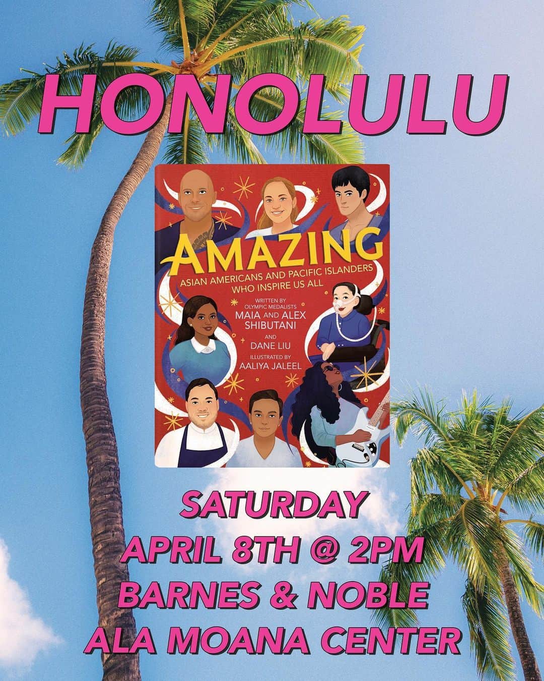 アレックス・シブタニさんのインスタグラム写真 - (アレックス・シブタニInstagram)「Aloha Honolulu!! Today is a really exciting day. 🌺✨  @alexshibutani and I have our FIRST signing for our new nonfiction children’s picture book at Ala Moana.  Come say hi to us at the Barnes & Noble at 2pm. @bnalamoana @alamoanacenter   Copies of Amazing: Asian Americans and Pacific Islanders Who Inspire Us All will be available at the store.  See you later! 🫶」4月9日 6時22分 - shibsibs