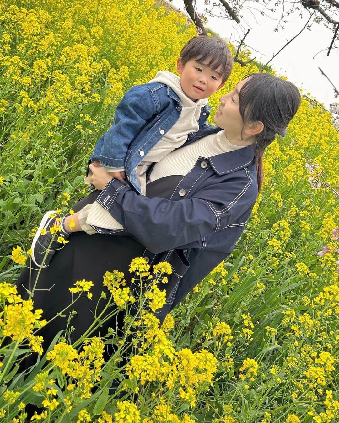 渡辺順子さんのインスタグラム写真 - (渡辺順子Instagram)「憧れの菜の花と桜のコラボを求めて #熊谷桜堤 へ行ってみたけど…  早すぎて🌸ほぼ咲いてなかった 東京では満開だったから 熊谷あたりも咲いてるかな～と 思って行った日の事です #過去ピク   東京の満開🌸から1週間後くらいが 見頃だったみたいなので 来年はそれを目指してリベンジしたいと思った 2022春なのでした😂←2023の間違いwww  菜の花はThe黄色の絨毯💛 って感じで めちゃくちゃ綺麗で見応えがあったよ😍  ちなみに隣の公園の方が 桜は咲いていた  #春の風物詩🌸 #関東桜スポット #桜スポット巡り #子どもとおでかけ #子連れスポット #菜の花畑 #桜と菜の花 #sakura🌸 #kumagayaplace #kumagayasakuratsutsumi #親子モデル #菜の花スポット」4月9日 13時22分 - nabejun_room