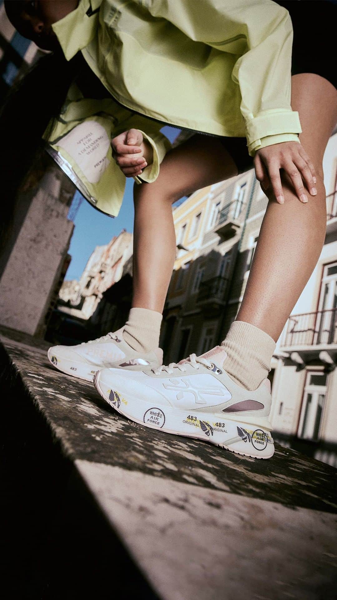 のインスタグラム：「Walk around in style wearing the new Moe Run sneakers, without compromising your sporty or casual look.  Get it now - click link in bio #premiata #SS23 #moerun」
