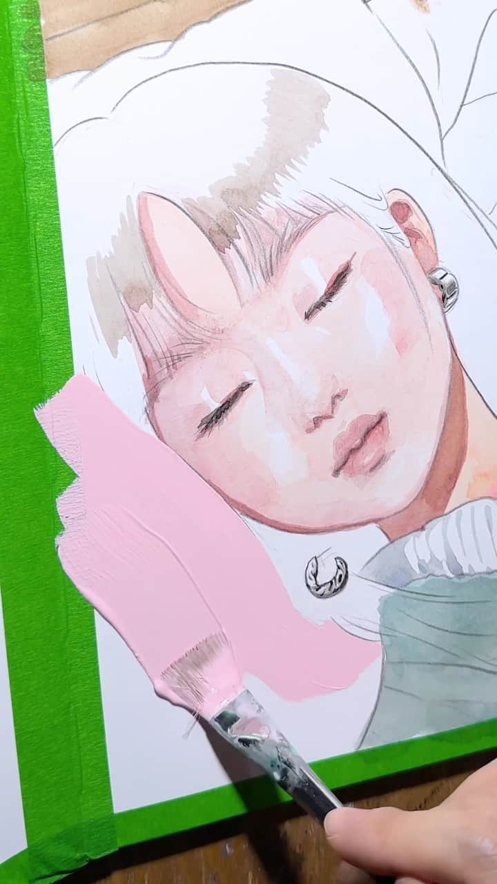 門小雷のインスタグラム：「Creamy gouache on sketchbook no.2」