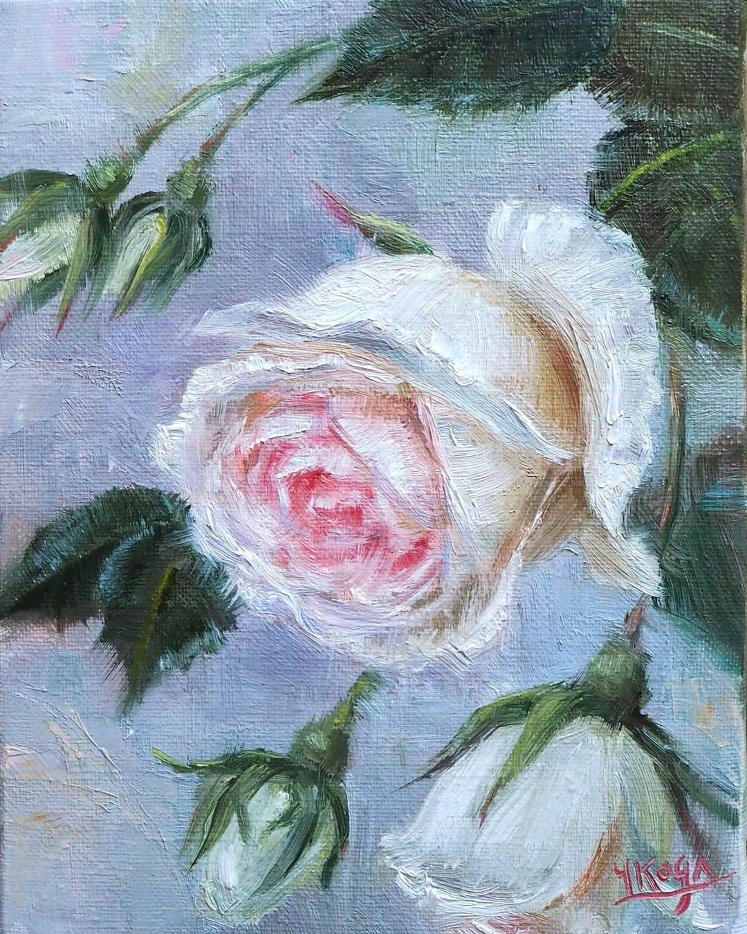 古賀陽子さんのインスタグラム写真 - (古賀陽子Instagram)「ピンクから白のグラデーションが大好きな蔓バラです✨内面は可愛らしく、少しクールなニンフを想像して描きました😌  #バラ #rose  #油絵 #絵画のある暮らし #絵のある暮らし #美術好きな人と繋がりたい #アートコレクター #人物画 #神戸 #西宮 #現代アート #近代アート #美術 #ギャラリー #アートワーク #美術館 #展覧会 #japaneseartist #figurativepainting #figurativeart #artcollector #exhibit #exhibition #gallery  #artistsoninstagram #contemporaryart  #artwork #painting #古賀陽子 #yokokoga」5月8日 21時12分 - y.koga7