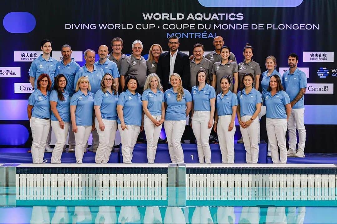 中川真依のインスタグラム：「. World Aquaticsのメンバーと 今回のジャッジで集合写真📸✨  とても貴重な経験をさせて頂き 感謝です🙏😌✨  #world_aquatics  #diving #divingjudges」