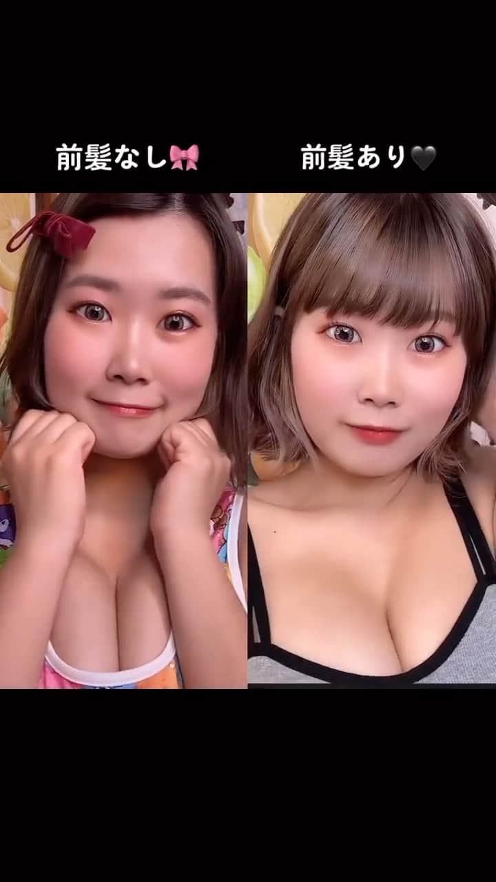 のインスタグラム：「どっち派？🎀🖤 which one do you like in this？   #fyp #make #beforeandafter #japanese #japanesegirl #tiktokmakeup #omg #gravure」