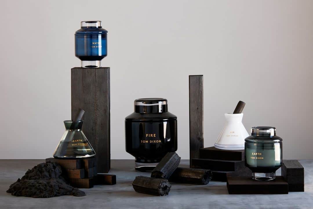 トム ディクソンのインスタグラム：「ELEMENTS; four scents of extreme simplicity and individual character that reflect their elemental names of Fire, Air, Earth and Water.⁠ ⁠」