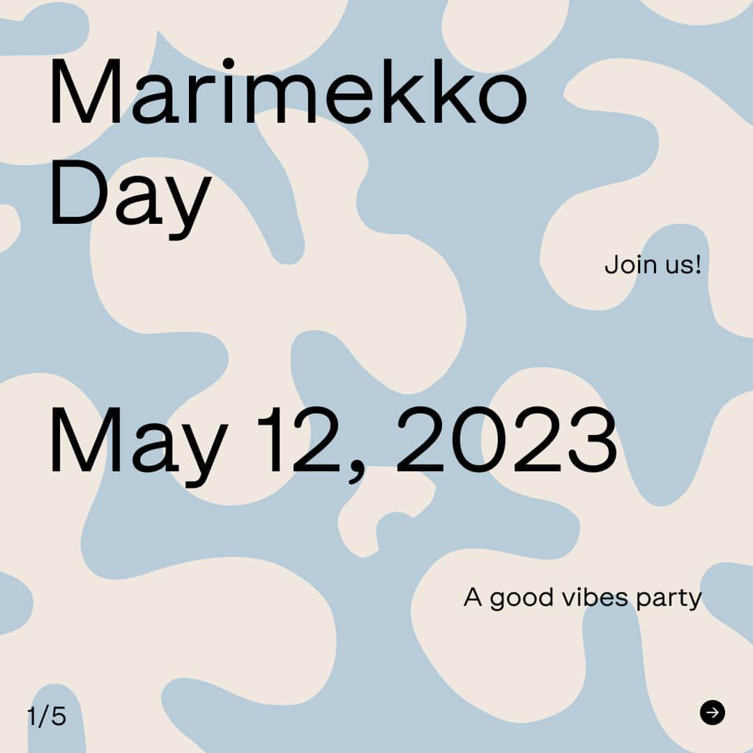 マリメッコのインスタグラム：「Coming soon: Marimekko Day! Join us in Helsinki on May 12 for our annual celebration, or get exclusive BTS access here on Instagram. We’re throwing a Good Vibes Party with fashion shows of just-dropped SS23. Can’t wait to see you!   #MarimekkoDay #marimekko #helsinki」