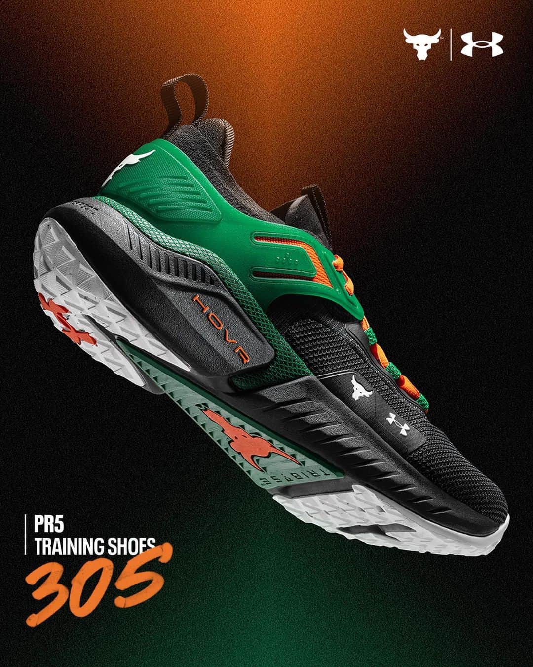 Under Armourのインスタグラム：「The @ProjectRock 5 '305' Training Shoes are here! Cop this limited release pair, inspired by @TheRock’s days as a football player.」