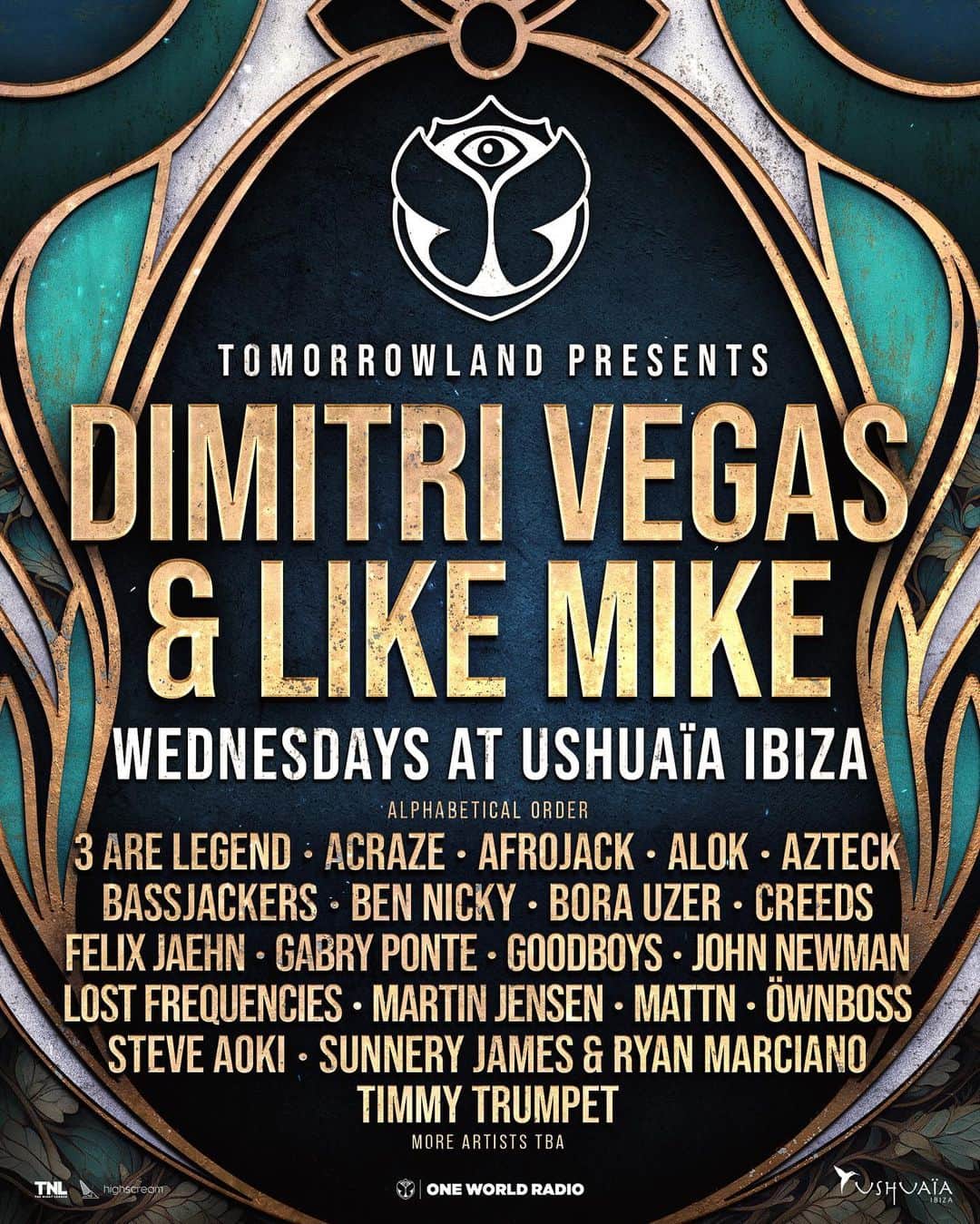 Dimitri Vegas & Like Mikeのインスタグラム：「Celebrate this summer at @tomorrowland presents: Dimitri Vegas & Like Mike @ushuaiaibiza. Expect a breathtaking show on the magnificent island every Wednesday from June 14 until September 27.」
