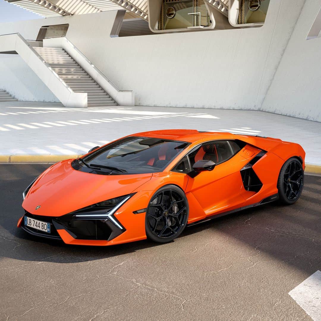 ランボルギーニのインスタグラム：「Lamborghini Revuelto is not just our first HPEV plug-in hybrid Super Sports Car. It is adrenaline made visible. Its design is influenced by our history, but its new aesthetics opens the door towards the future.  #Lamborghini #Revuelto #FromNowOn __ The vehicle is not yet offered for sale and is therefore not subject to Directive 1999/94/EC. The fuel consumption and emissions data is in the type approval stage」