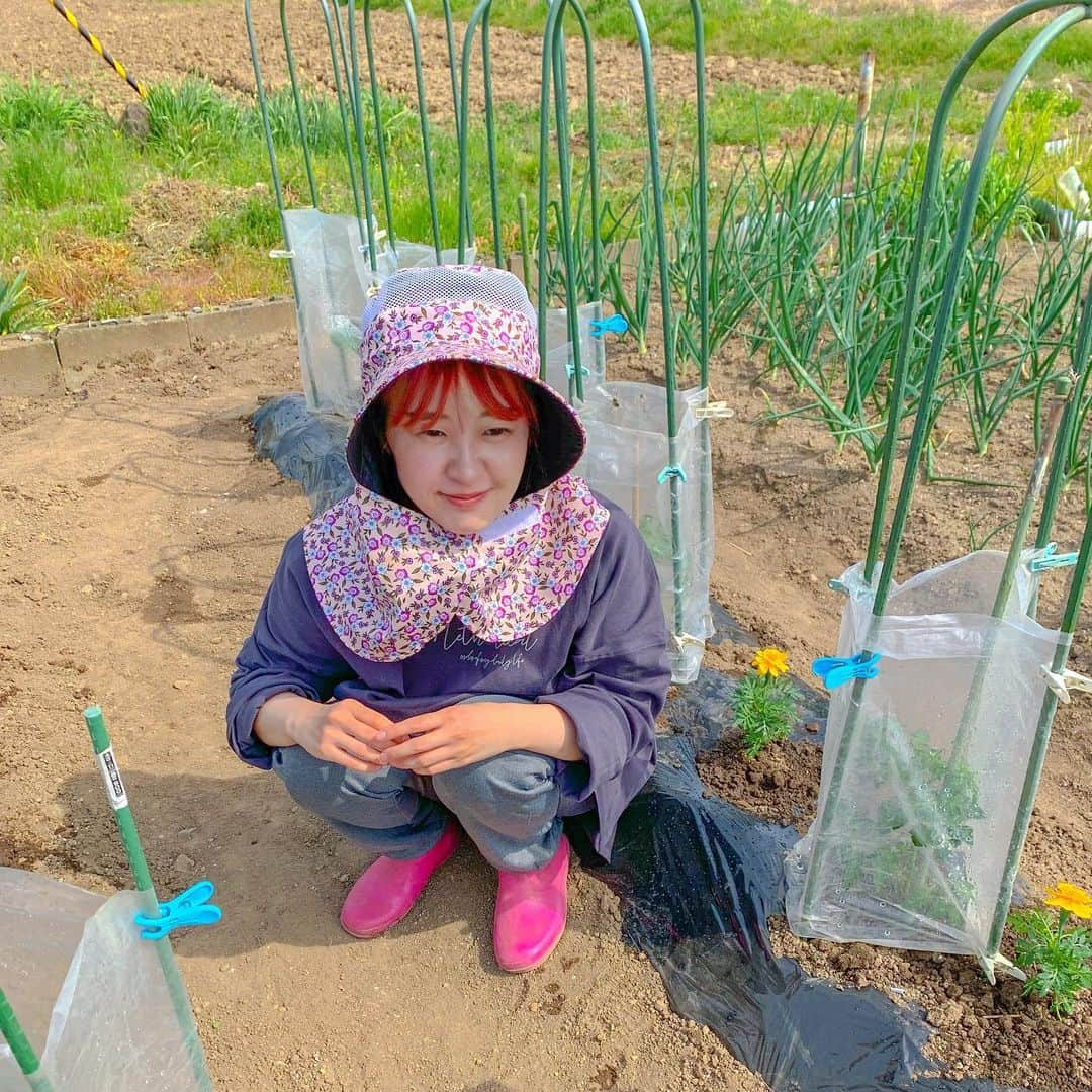 motoのインスタグラム：「みなさまGWいかがお過ごしですか👧🏻 今日は家庭菜園の苗植えをしました。 夏、無事に収穫できますように🙏 実家さいこー！」