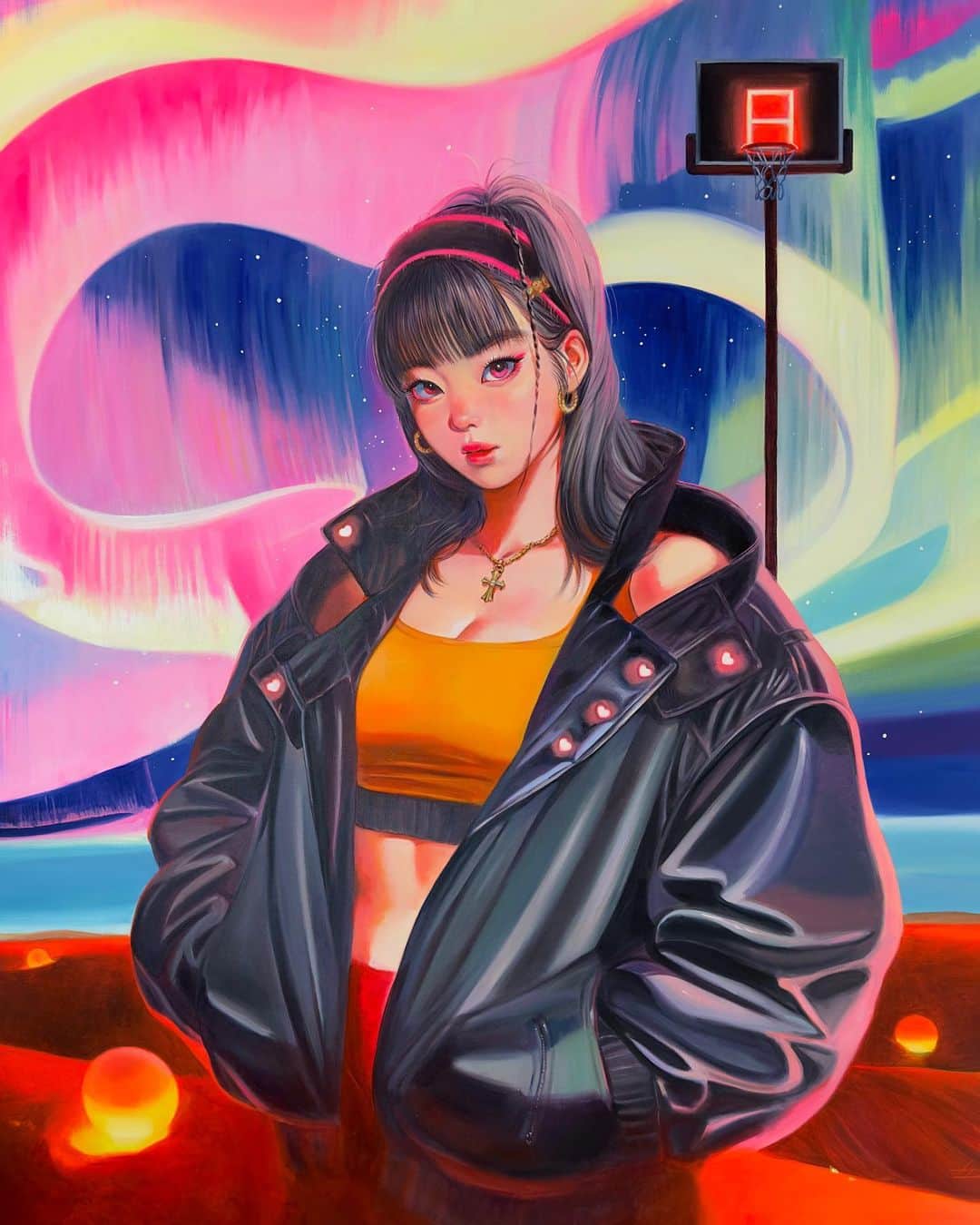 門小雷のインスタグラム：「𝐆𝐀𝐌𝐄 𝐍𝐈𝐆𝐇𝐓 (2023) 135 x 175 cm Acrylic on canvas」