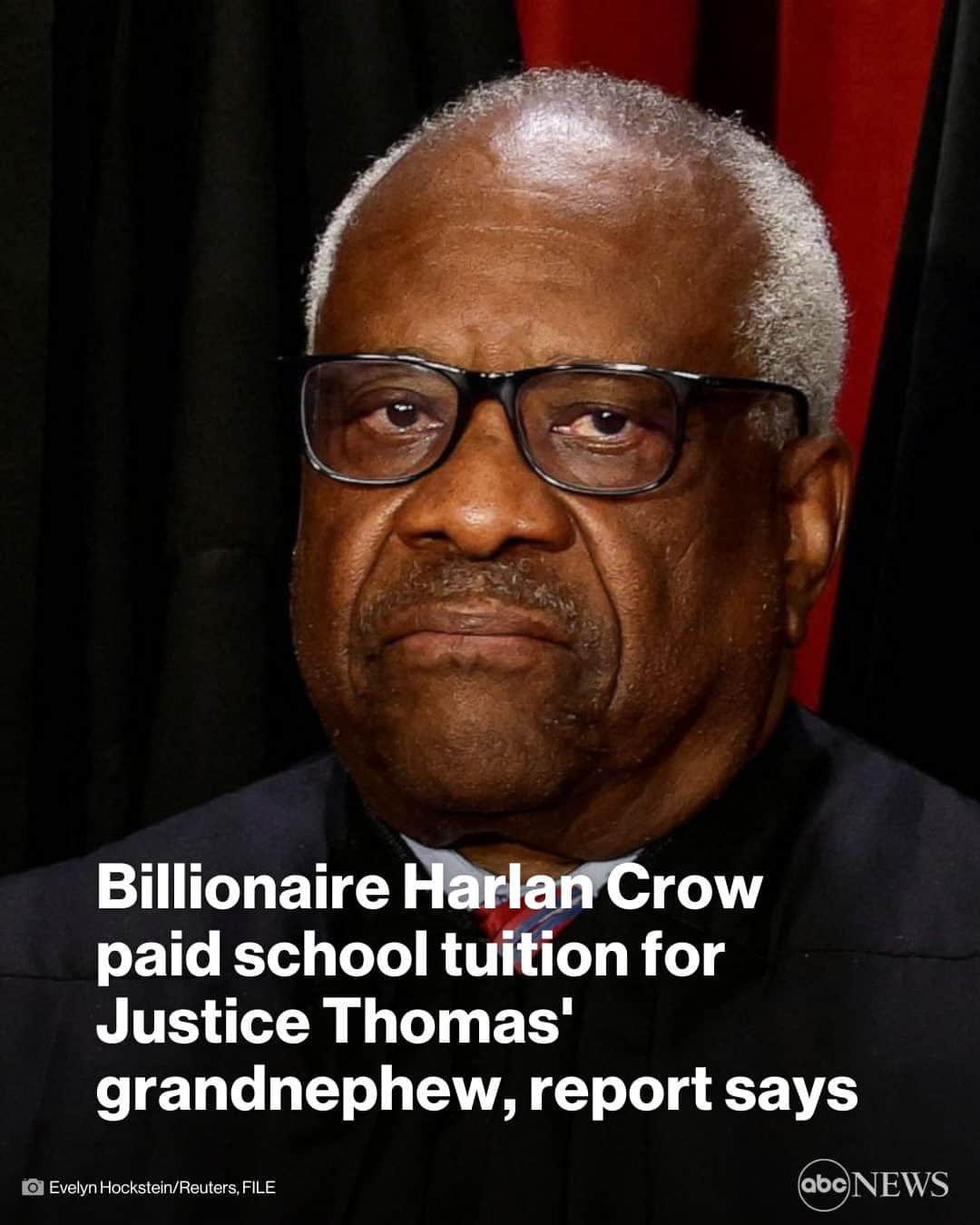 ABC Newsさんのインスタグラム写真 - (ABC NewsInstagram)「A new report alleges billionaire Republican donor Harlan Crow paid for private school tuition for Supreme Court Justice Clarence Thomas' grandnephew Mark Martin. MORE AT LINK IN BIO.」5月5日 1時31分 - abcnews