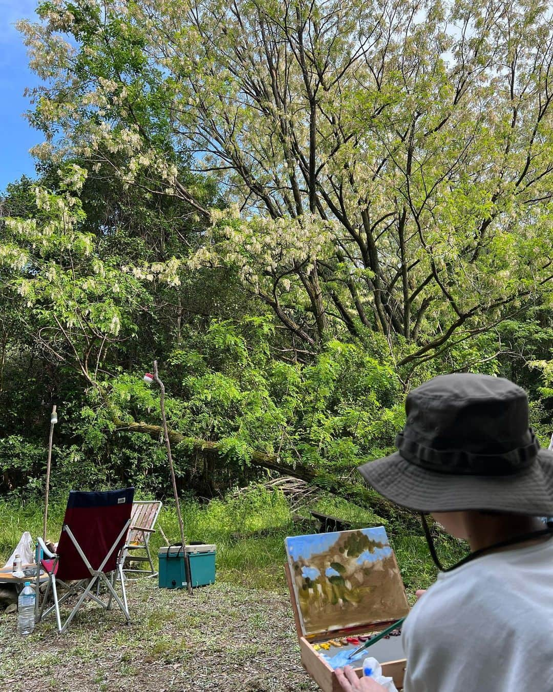 古賀陽子さんのインスタグラム写真 - (古賀陽子Instagram)「アカシアが満開💚 キャンプ×スケッチです🏕️🎨  #キャンプ #アウトドア #アカシア  #画家の日常 #artistlifestyle  #アートコレクター #絵のある暮らし #美術好きな人と繋がりたい #神戸 #西宮 #美術 #ギャラリー #アートワーク #美術館 #展覧会 #現代アート  #japaneseartist #figurativepainting #figurativeart #artcollector #exhibit #exhibition #gallery  #artistsoninstagram #oiloncanvas  #artwork #painting #contemporaryart #古賀陽子 #yokokoga」5月4日 20時18分 - y.koga7