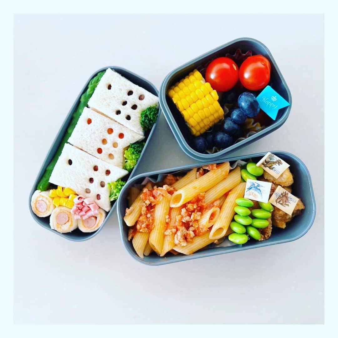 青木裕子さんのインスタグラム写真 - (青木裕子Instagram)「先日つくった、次男お弁当。 サンドイッチを鯉のぼりにしてみました。 目と鱗はストローで抜きましたよ。  「足りなかったよー。」とのこと💦 ちょうどいい量が年々変わるので難しいです💦  #唐揚げは普通のとナンコツ唐揚げ #明日はこどもの日」5月4日 21時31分 - yukoaoki_official
