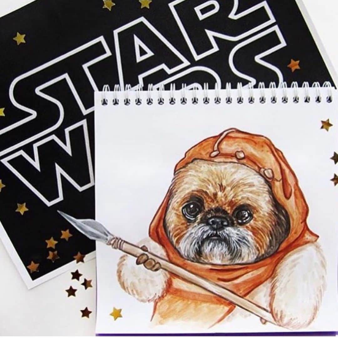 Dougie the Shih Tzuのインスタグラム：「#maythe4thbewithyou (original artwork by @vsusik)」