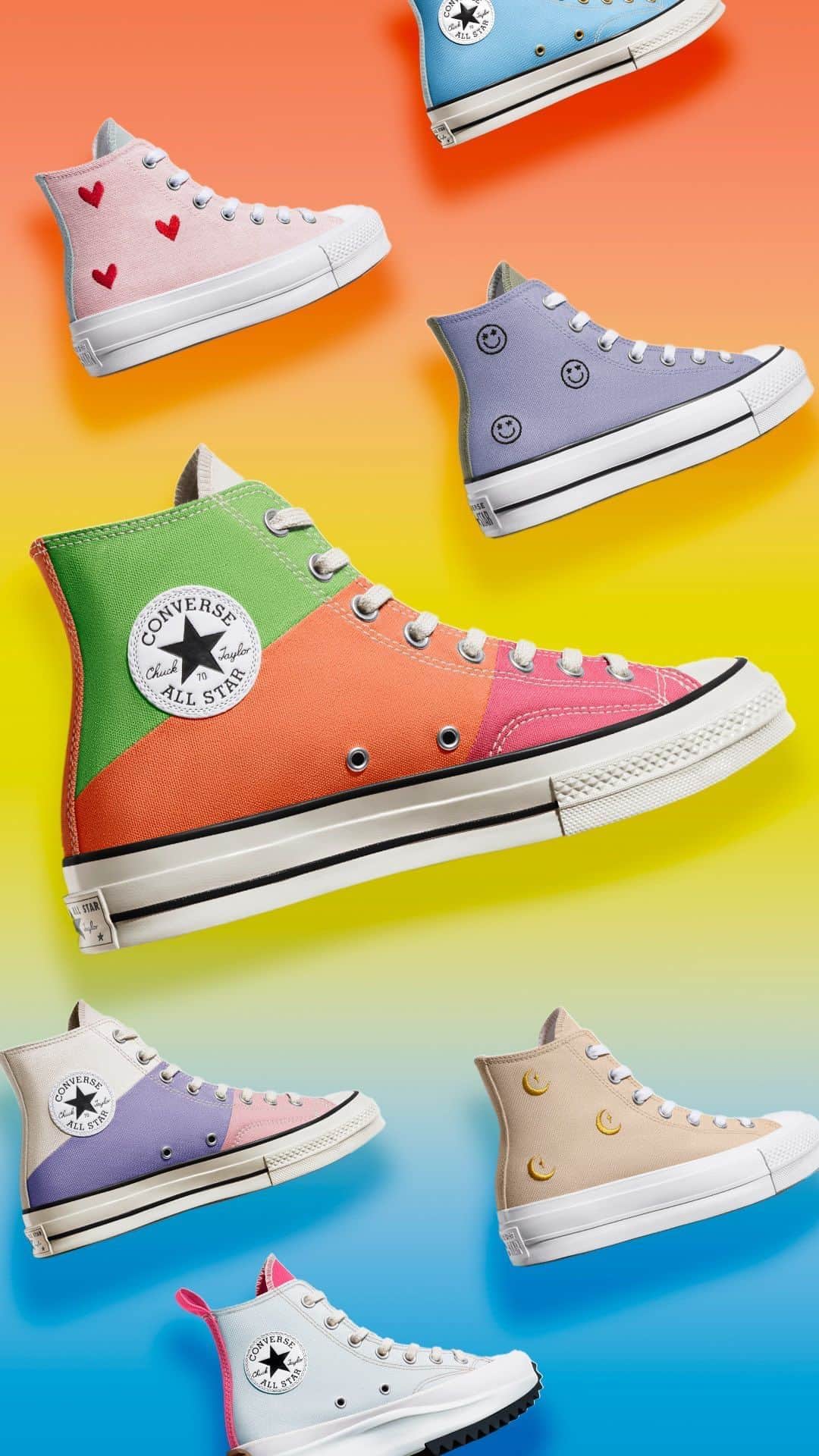converseのインスタグラム：「Catch a vibe this summer with customizable festival-inspired Chucks created by you 🏝️ #CreateNext   Mix and match the newest prints, patterns and embroidery today on Converse.com.」