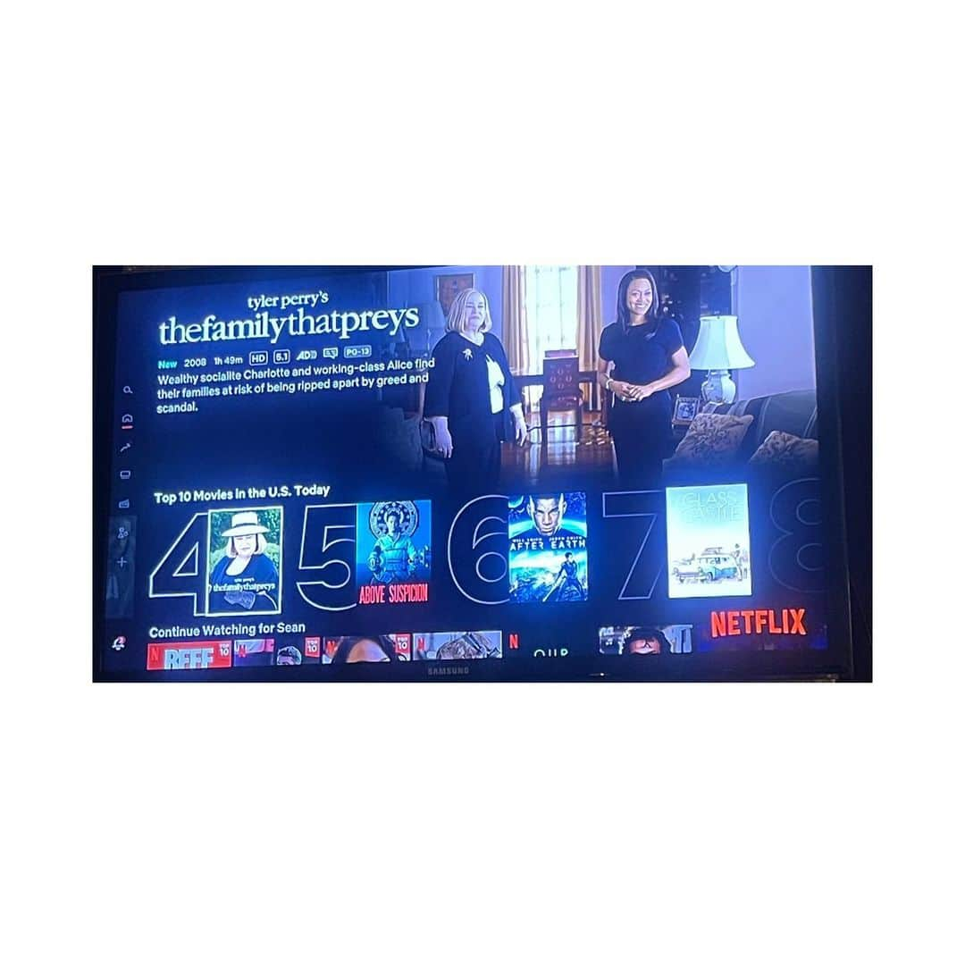 タイラー・ペリーのインスタグラム：「Lord!!  This is something else. First Diary was in the top ten now The Family That Preys is in the top ten on Netflix.  15 year old movie of mine,  how much do I love y’all.  My audience is unstoppable!   God bless you!  Thank you!」