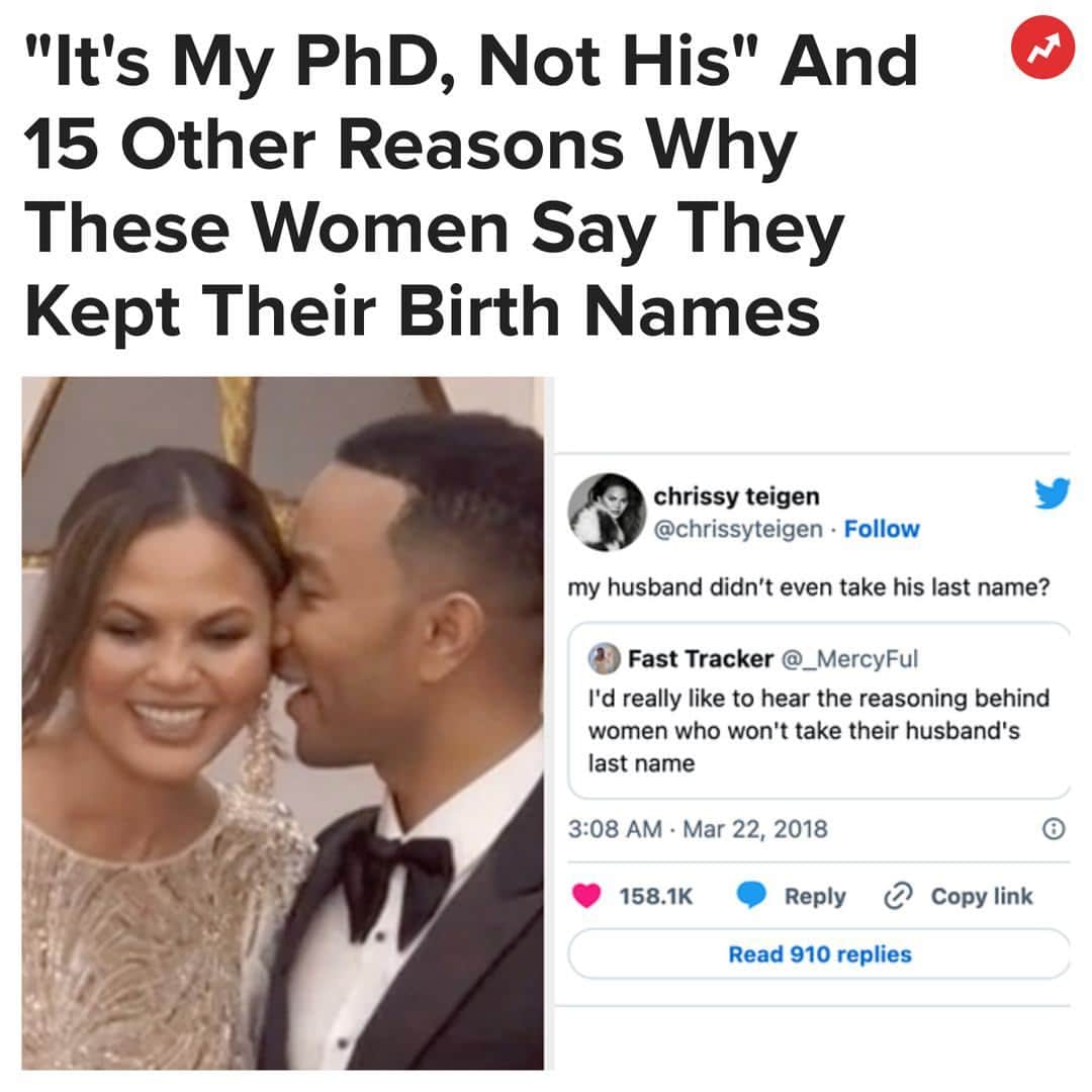 BuzzFeedさんのインスタグラム写真 - (BuzzFeedInstagram)「"My husband didn’t even take his last name." –Chrissy Teigen  More at the link in bio ☝️」5月5日 3時30分 - buzzfeed