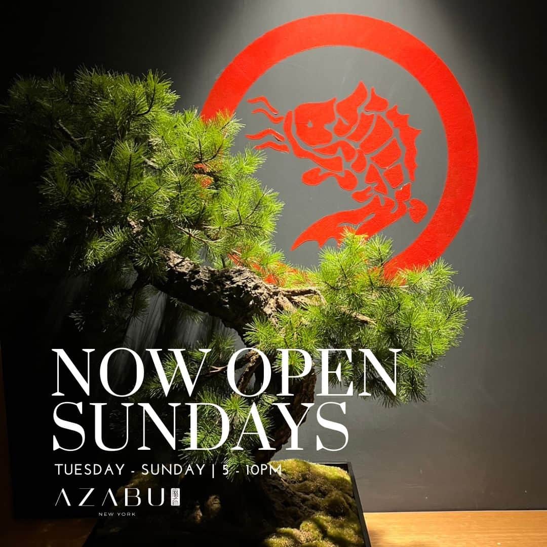 Sushi Azabuのインスタグラム：「🍣🙌🏻 At Azabu New York, we believe that every meal should be a celebration. That's why we're thrilled let you know we are now open on Sundays! Come and savor the flavors of Japan right here in the heart of New York City.」