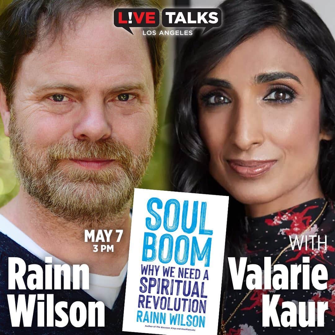 レイン・ウィルソンのインスタグラム：「LOS ANGELES! Join me for a sometimes profound and sometimes silly conversation with the brilliant @valariekaur https://livetalksla.org/events/rainn-wilson/ @LiveTalksLA SUNDAY, MAY 7 - 3 PM」