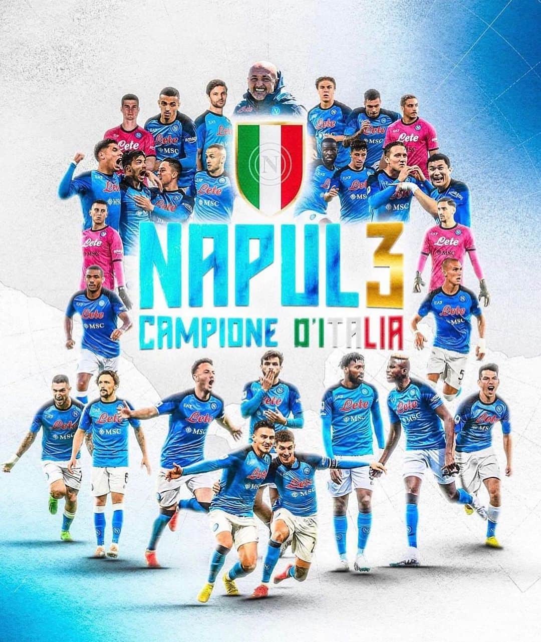 アレックス・メレットのインスタグラム：「Siamo CAMPIONI D’ITALIA! 🇮🇹💙」