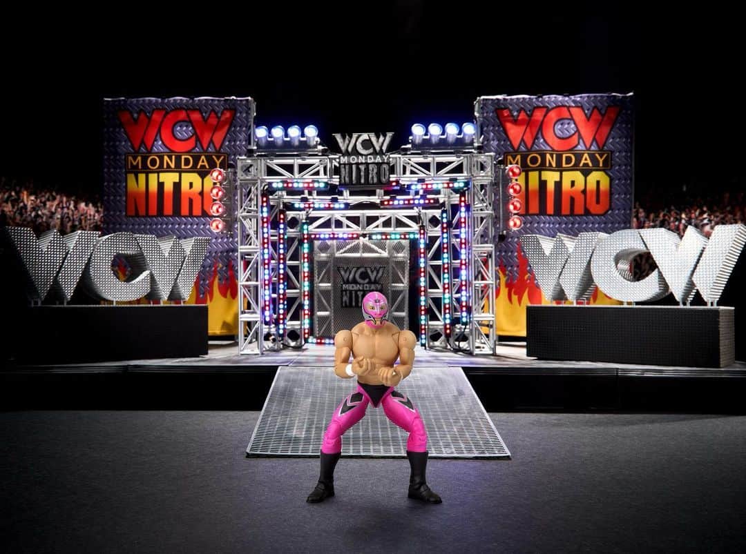 のインスタグラム：「Only 1 day left to back the WCW Nitro Stage! 5,000 backers unlocks the Ultimate Edition action figure featuring my Nitro debut look, along with Big Poppa Pump Scott Steiner. Campaign ends tomorrow, May 5th! Head over to http://mattelcreations.com and back the stage today.」