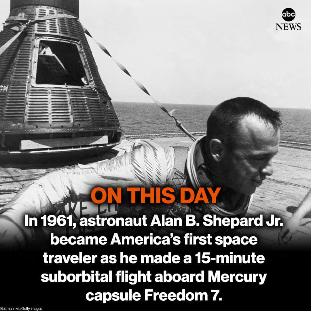 ABC Newsさんのインスタグラム写真 - (ABC NewsInstagram)「ON THIS DAY: In 1961, astronaut Alan B. Shepard Jr. became America’s first space traveler as he made a 15-minute suborbital flight aboard Mercury capsule Freedom 7. MORE AT LINK IN BIO. #onthisday #space #astronauts #history #nasa」5月5日 19時00分 - abcnews