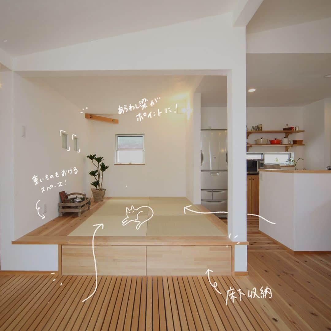 satsumahomeのインスタグラム：「小上がりでお家に馴染む畳スペースに  ＿＿＿＿＿＿＿＿＿＿＿＿＿＿＿＿＿＿＿＿＿＿＿＿＿  「体に良くないものは使わない」  漆喰や無垢材などの自然素材だけを使って建てる。 体に安心・安全な無添加の家。 豊中市・箕面市を中心とした北摂エリアで注文住宅を建てる専門工務店です。 ＿＿＿＿＿＿＿＿＿＿＿＿＿＿＿＿＿＿＿＿＿＿＿＿＿＿ さつまのリフォーム ▷@satsumahome_renovation さつまの不動産　 ▷@sh.fudousan さつまのLINE ▷@sh.lineinfo  #さつまホーム #無添加住宅 #漆喰  #マイホーム計画中の人と繋がりたい #マイホーム記録 #注文住宅 #家づくり #高気密高断熱 #施工事例 #いえすたぐらむ #おうち時間を楽しむ #収納アイデア #ルームツアー #家づくりアイデア #お部屋紹介 #インテリア好き #後悔しない家づくり #工務店だからつくれる家 #こだわりの家」