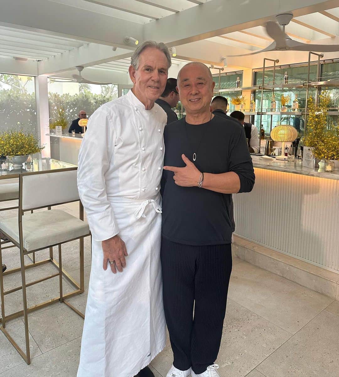 松久信幸のインスタグラム：「On my first night in Miami, I met my friend Thomas Keller for the first time in a long time. @chefthomaskeller  #nobuintown  #miami」