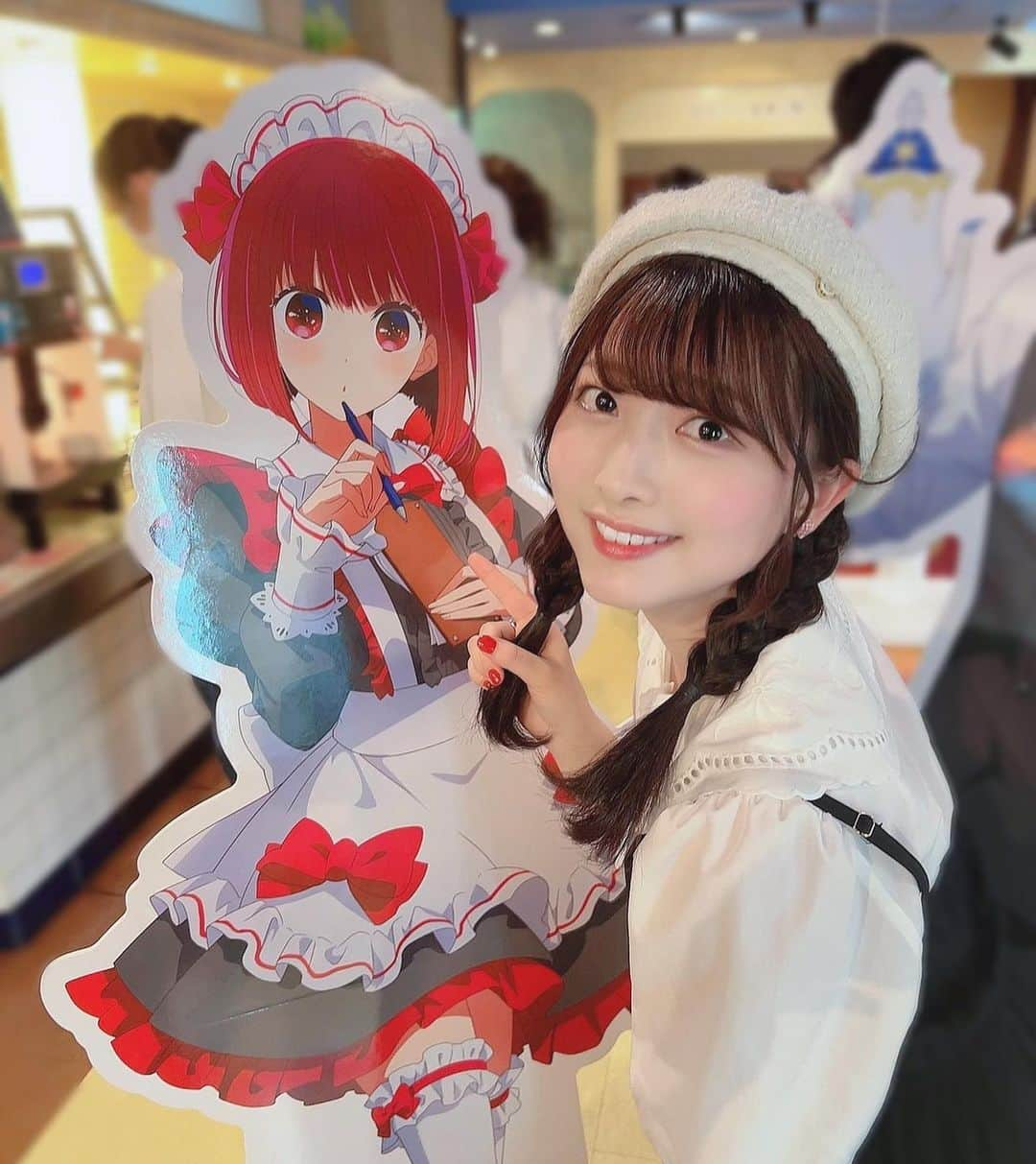 清原梨央のインスタグラム：「#推しの子 コラボカフェ☕️ GW中に人生初のコラボカフェに行ってきました🥹🎀 かなちゃん物凄く可愛かった…😭 天才的なアイドル様だったな〜〜😭  #コラボカフェ #スイパラ #有馬かな ちゃん」