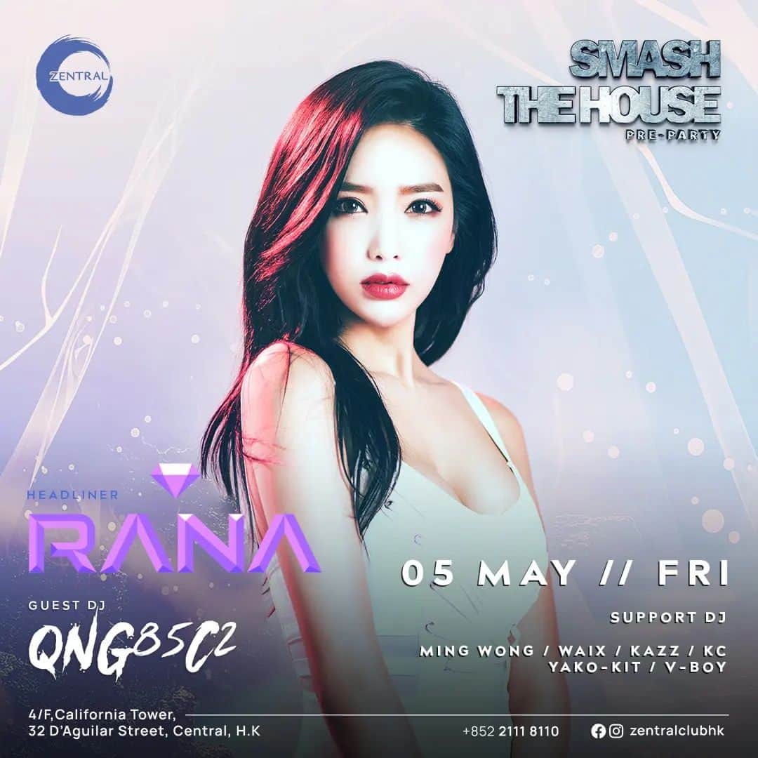 のインスタグラム：「See u tonight 😘 🇭🇰  #zentralclub  #smashthehouse」