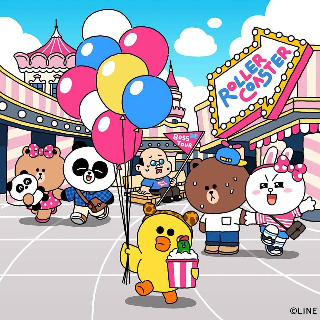 LINE FRIENDSさんのインスタグラム写真 - (LINE FRIENDSInstagram)「We hit the amusement park with BOSS tour!🎢 But uh-oh, it seems like someone’s already feeling drained💦  #BROWN #CONY #SALLY #CHOCO #PANGYO #BOSS #EDWARD #LINEFRIENDS #amusementpark #holiday」5月5日 12時00分 - linefriends
